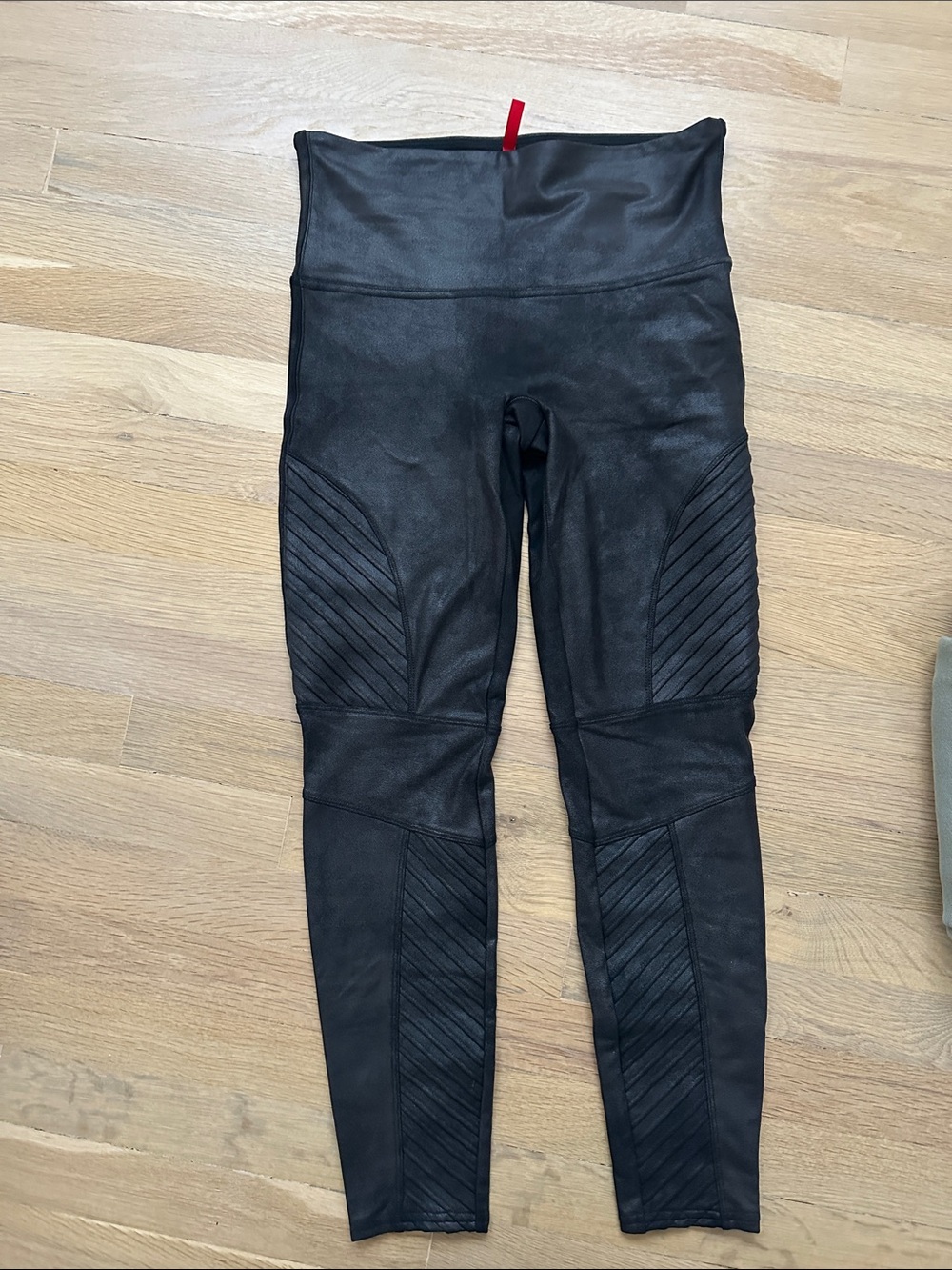 SPANX Black High-Waist Moto-Style Jeggings